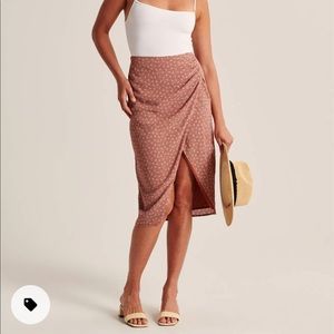 Floral Ruched Midi Skirt